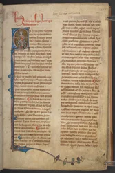 Bild på kung Ine från Englands stadgar, bomullsmanuskript Claudius D II, f.5r