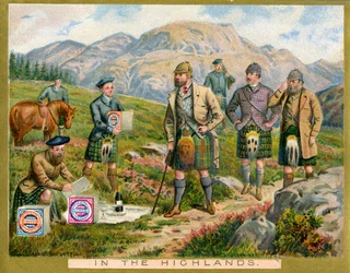 In the Highlands, ett reklamkort för Huntley & Palmers Biscuits, ca 1890