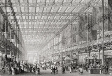 Interiör av den stora industriutställningen 1851 i Hyde Park från Cyclopaedia of Useful Arts & Manufactures, redigerad av Charles Tomlinson, ca 1880-talet