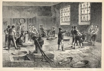 Myntverkets interiör, från en teckning från omkring 1820