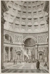 Interiör av Pantheon i Rom (restaurerad)