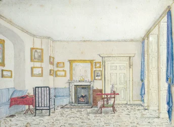 Interiör på Curzon Street, ca 1830 (wc med penna och bläck på papper)
