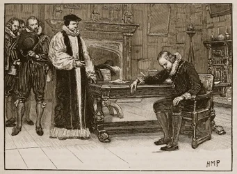 Intervju mellan Bacon och deputationen från Lords, illustration från Cassells Illustrated History of England (sepiafoto)