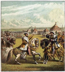 Intervju med kungarna av Frankrike och England, Francois I (1494-1547) och Henrik VIII (1491-1547), i Gyllene dukens läger den 7 juni