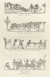 Januari, februari, mars och april, från ”Den julianska kalendern och hymnalen”, illustration från ”Det engelska folkets historia”