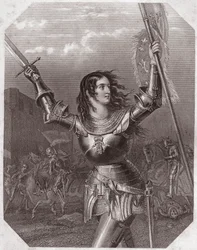 Joan of Arc (Henry VI tragedie in five acts) - in - “” Galerie des femmes de Shakespeare, collection of forty-five serious portraits by the first artists of London, enriched with critical and literary notices””” around 1838 - from “” Gallery of the women o