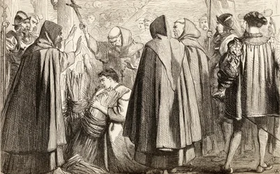 John Frith o le a susunu i luga o le laau ona o aʻoaʻoga sese i le 1533, c.1865 (vaega laupapa)