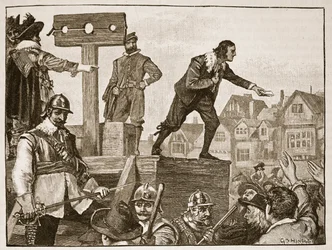 John Lilburne på pelaren, illustration från Cassells Illustrated History of England (sepiafoto)