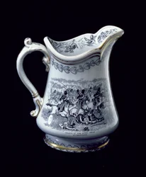 Kanna med en skildring av Charge of the Scots Greys vid Balaclava (keramik)