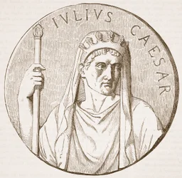 Julius Caesar, illustration från Cassells Illustrated History of England (sepiafoto)