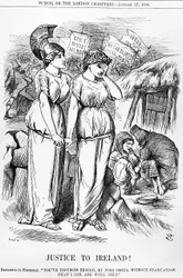 Justice to Ireland!, graverad av Joseph Swain, från Punch, 17 januari 1880