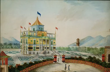 La Favorita eller kinesiska palatset, Palermo, designat av Marvuglia och Giuseppe Patricola för kung Fernando IV, ca 1815 (wc på papper)