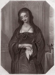 Lady Grey (Henry VI) (Henry VI) (Elizabeth Woodville) i - "" Galerie des femmes de Shakespeare, samling av fyrtiofem seriösa porträtt av tidiga Londonkonstnärer, berikade med kritiska och litterära notiser""" cirka 1838 - från " ” Gallery of the women of