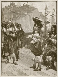 Landstigning av Charles II i Dover, 26 maj 1660, illustration från Cassells Illustrated History of England (sepiafoto)