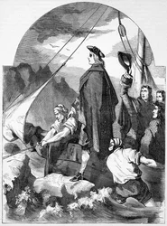 Landstigning av Chevalier de St. George i Skottland, illustration från "John Cassell