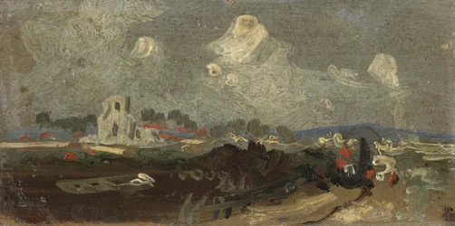 Landskap med kyrka