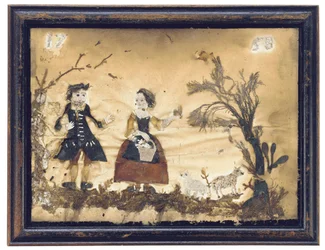 Landskap med figurer och får