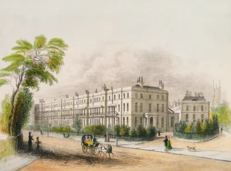 Lansdown Place, Cheltenham, graverad med litografi av M.D. Eichbaum, ca 1845