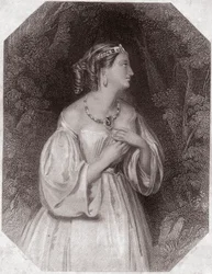 Lavinia, dotter till Titus, fästmö till Bassianus (Titus Andronicus eller La Tres Lamentable Roman Tragedie av Titus Andronicus) i - "" Shakespeares Gallery of Women, samling av fyrtiofem allvarliga porträtt av tidiga Londonkonstnärer, berikade med kritisk