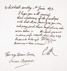 Brev från Charles II till Prins Rupert, 1 juni 1673
