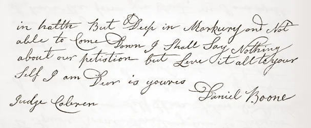 Brev från Daniel Boone till domaren John Cobren, original daterat den 5 oktober 1809 (se även 619583)