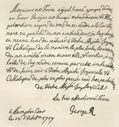 Brev från George I till Karl VI, 1717, publicerat i 