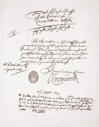Brev från Oliver Cromwell, april 1653