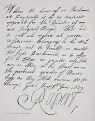 Brev från Prins Rupert, juni 1643