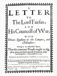 Brev till Lord Fairfax från Gerrard Winstanley (ca 1609-60) på uppdrag av grävarna vid St. George Hill, Surrey, tryckt 1649