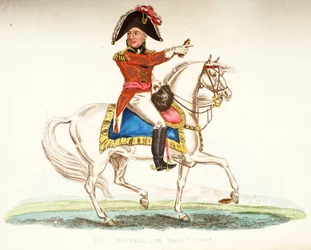 Generallöjtnant Sir Thomas Picton, pub. av Richard Evans, engr Romney, illustration från An Historical Account of the Battle of Waterloo av William Mudford, 1816