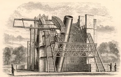 Lord Rosses stora reflekterande teleskop, från A Handbook of Descriptive Astronomy av George F. Chambers, publicerad i Oxford, 1890