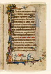 MS 1-2005, fol. 152r: A Rabbit Funeral Procession, marginaldekoration från Macclesfield Psalter, Use of Sarum, East Anglia, ca 1330