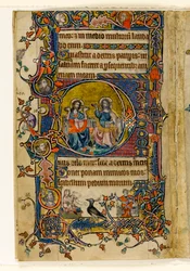 MS 1-2005, fol. 161v: Fadern och sonen, historisk initial från Macclesfield Psalter, Use of Sarum, East Anglia, ca 1330