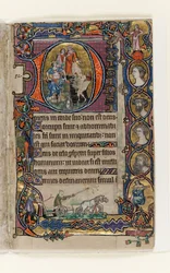 MS 1-2005, fol. 77r: David and the Fool, historisk initial från Macclesfield Psalter, Use of Sarum, East Anglia, ca 1330