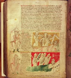 MS CCC 157 s.382 De visioner som kung Henrik I drömde i Normandie 1130, från Worcester Chronicle, c.1130-40 (vellum)