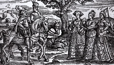 Macbeth, Banquo och de tre häxorna, The Historie of Scotlande, 1577,