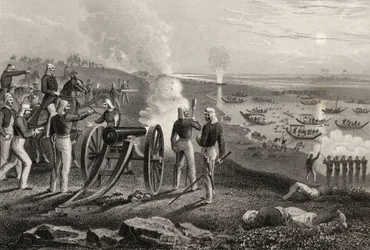 Major Eyre körde Oude-rebellerna från Allahabad 1857, från "The History of the Indian Mytery" publicerad 1858