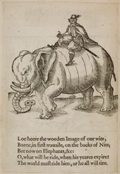 Man rider på en elefant, illustration från 