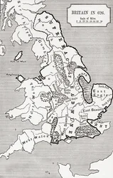 Karta över Storbritannien 626, från The Northumbrian Kingdom 588 till 685 i 