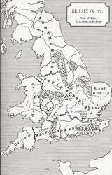 Karta över Storbritannien 792, från The Three Kingdoms 685 till 828 i 