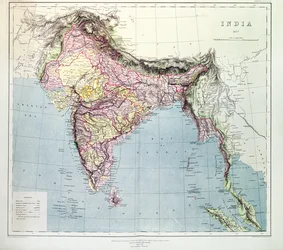 Karta över Indien, publicerad under ledning av överste H.R. Thuillier, R.E., Indiens landmätare, 1877