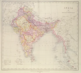 Karta över Indien, publicerad under ledning av överste H.R. Thuillier, R.E., Indiens landmätare, 1882