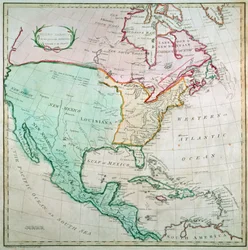 Karta över Nordamerika, publicerad av T. Stackhouse, 1783