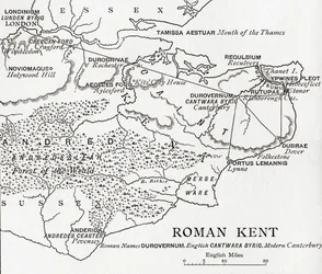 Karta över Roman Kent, England, från "A Short History of the English People" av J. R. Green, publicerad 1893