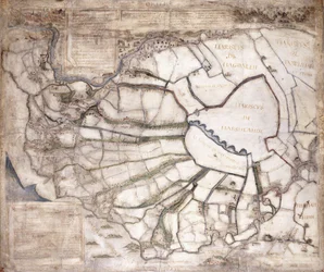 Karta över de sju Marshland Townships, efter 1581