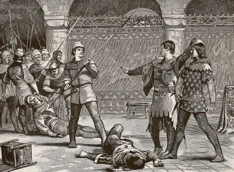 Marcel and the Dauphin of France, illustration från Cassells Illustrated History of England (sepiafoto)