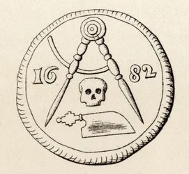Frimurarsigill för snickarna i Maastricht, daterat 1682, ur ”The History of Freemasonry, band II”, utgiven av Thomas C. Jack, London, 1883