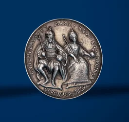Medalj till minne av William och Marys kröningsfestligheter i Amsterdam, 1869 (silver) (framsidan av 419669)