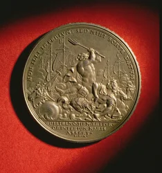 Medalj till minne av slaget vid La Hogue 1692 (metall) (se även 144617)
