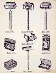 Rakutrustning för män, från en handelskatalog över inhemska varor och beslag, ca 1890-1910